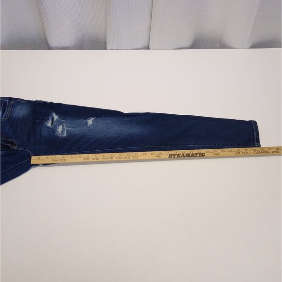 Maurices Distressed Skinny Jean M-Short Blue Denim Ripped Details Cotton Spandex - Picture 9 of 9